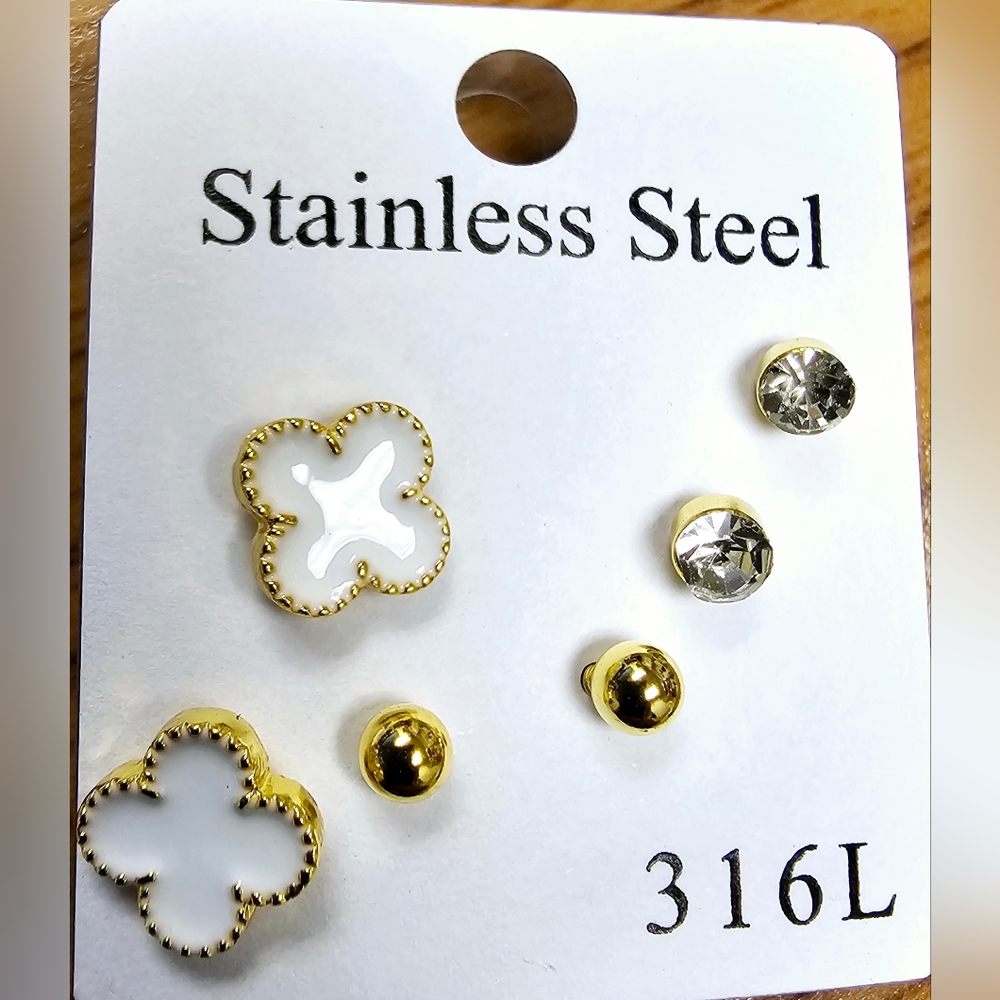 White Clover Earrings Plus Studs